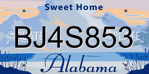 BJ4S853 Alabama License Plate