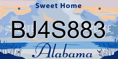 BJ4S883 Alabama License Plate