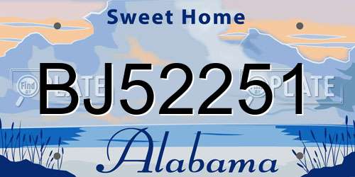 BJ52251 Alabama License Plate