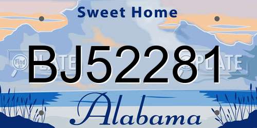 BJ52281 Alabama License Plate