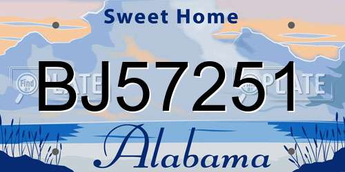 BJ57251 Alabama License Plate