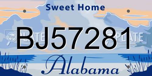 BJ57281 Alabama License Plate