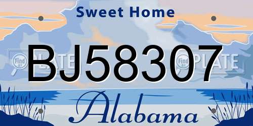 BJ58307 Alabama License Plate