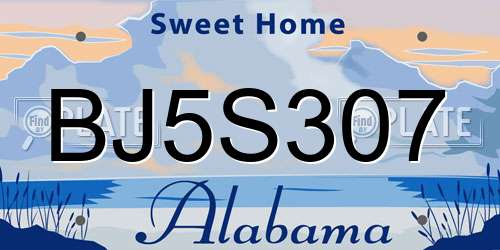 BJ5S307 Alabama License Plate