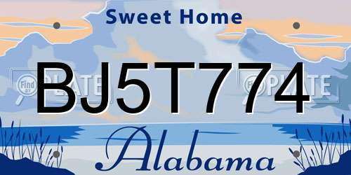 BJ5T774 Alabama License Plate