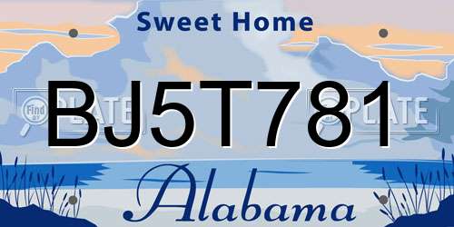 BJ5T781 Alabama License Plate
