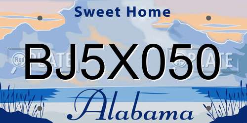BJ5X050 Alabama License Plate