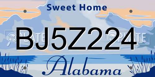 BJ5Z224 Alabama License Plate