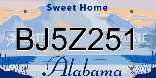 BJ5Z251 Alabama License Plate