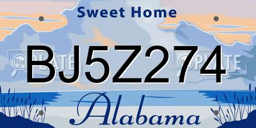 BJ5Z274 Alabama License Plate