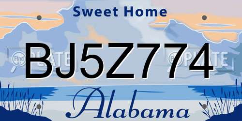 BJ5Z774 Alabama License Plate