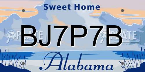 BJ7P7B Alabama License Plate
