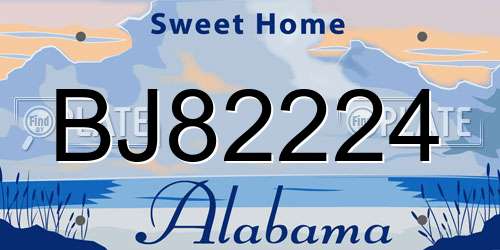 BJ82224 Alabama License Plate