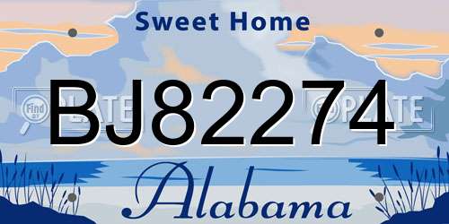 BJ82274 Alabama License Plate