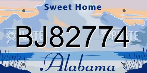 BJ82774 Alabama License Plate