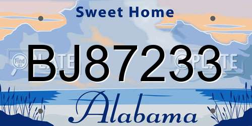 BJ87233 Alabama License Plate