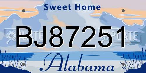 BJ87251 Alabama License Plate