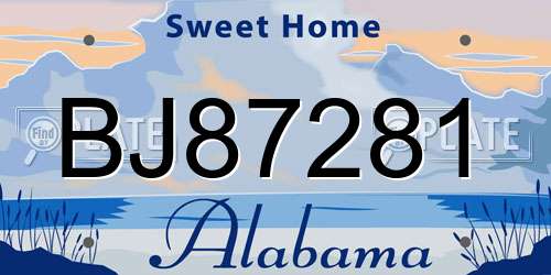 BJ87281 Alabama License Plate