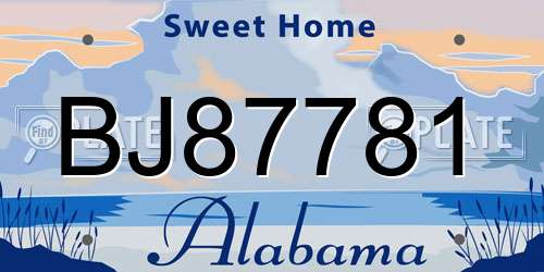 BJ87781 Alabama License Plate