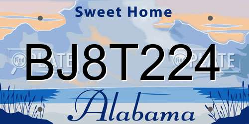 BJ8T224 Alabama License Plate