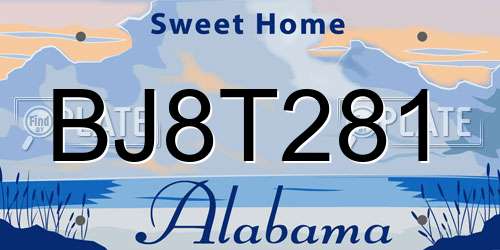 BJ8T281 Alabama License Plate