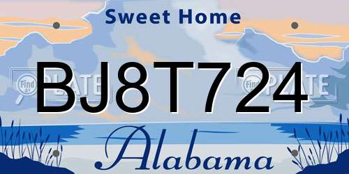 BJ8T724 Alabama License Plate