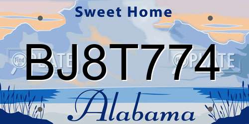 BJ8T774 Alabama License Plate