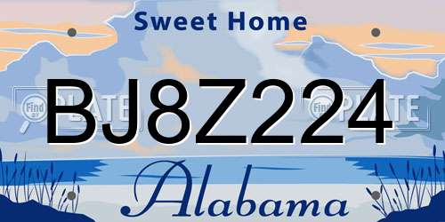BJ8Z224 Alabama License Plate