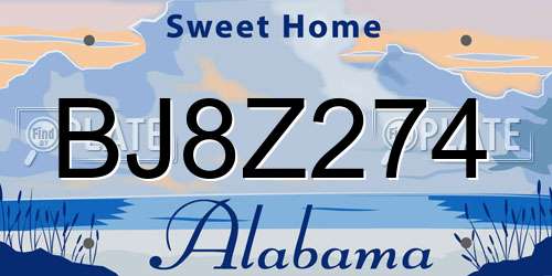 BJ8Z274 Alabama License Plate