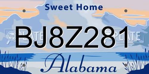 BJ8Z281 Alabama License Plate