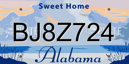BJ8Z724 Alabama License Plate