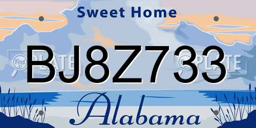 BJ8Z733 Alabama License Plate