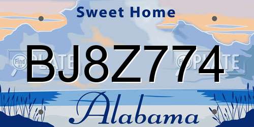 BJ8Z774 Alabama License Plate
