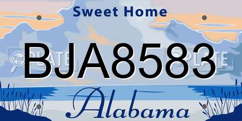 BJA8583 Alabama License Plate