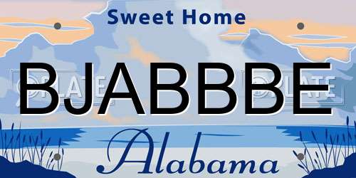 BJABBBE Alabama License Plate