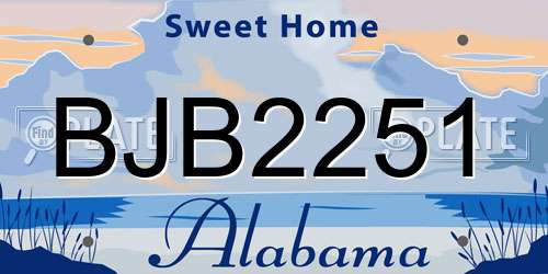BJB2251 Alabama License Plate