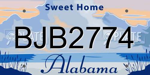 BJB2774 Alabama License Plate