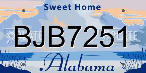 BJB7251 Alabama License Plate