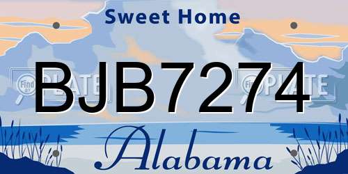 BJB7274 Alabama License Plate
