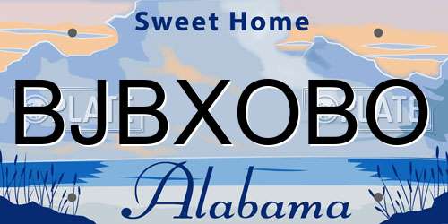 BJBXOBO Alabama License Plate