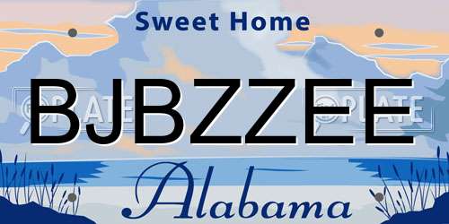BJBZZEE Alabama License Plate
