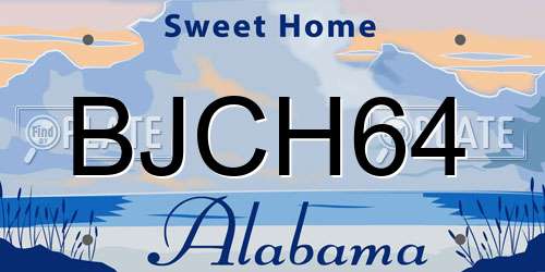 BJCH64 Alabama License Plate