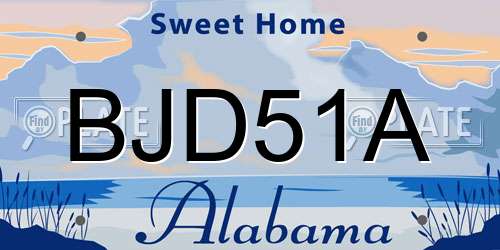 BJD51A Alabama License Plate