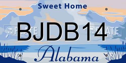 BJDB14 Alabama License Plate