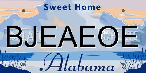 BJEAEOE Alabama License Plate