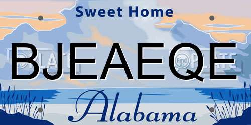 BJEAEQE Alabama License Plate