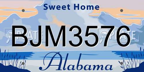 BJM3576 Alabama License Plate