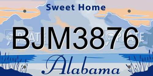 BJM3876 Alabama License Plate