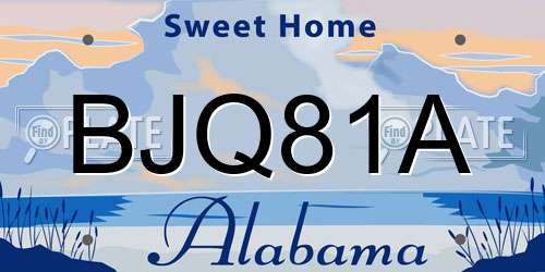 BJQ81A Alabama License Plate
