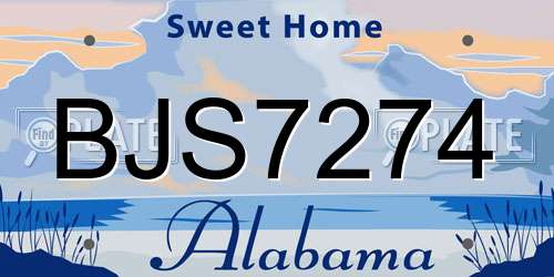 BJS7274 Alabama License Plate